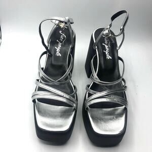 Free People Zoe Strappy Platform Heel Sandals Silver Size EU 41/US 11